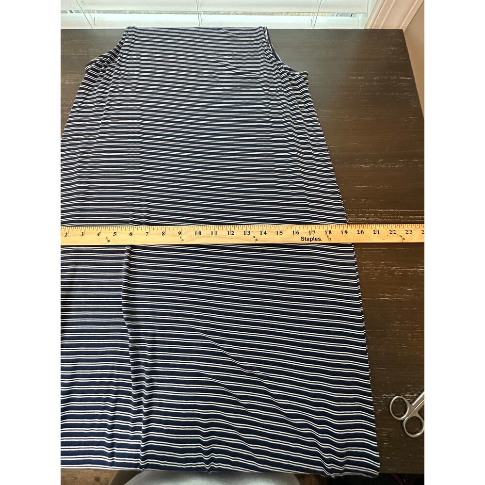 Soma Maxi Lounge Dress Sleeveless Blue Stripe Medium Side Slit Soft Comfy Travel - Picture 8 of 9